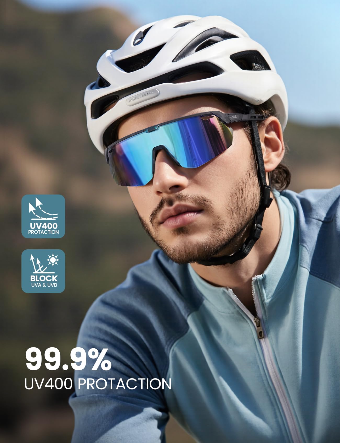 Lamicall Polarized Sports Sunglasses Men Women, [24g Ultralight] Adjustable Nose Pad Sports Goggles for Bike Hiking Running