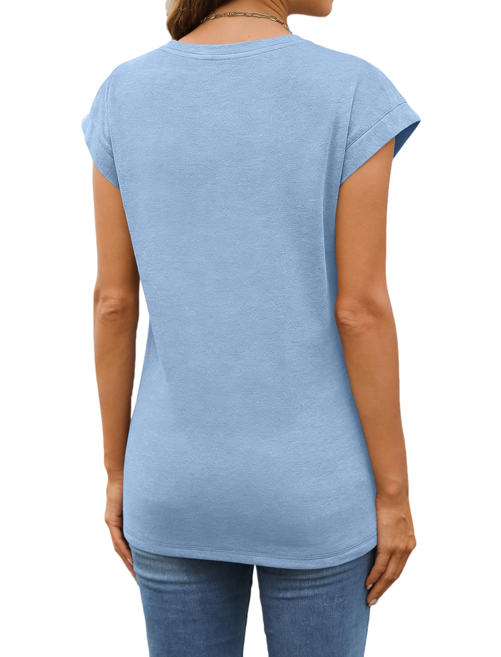 isermeo Womens Summer Tops Cap Sleeve T Shirts Crew Neck Outfits Cute Trendy Tunic Blouses 2026 S-XXL