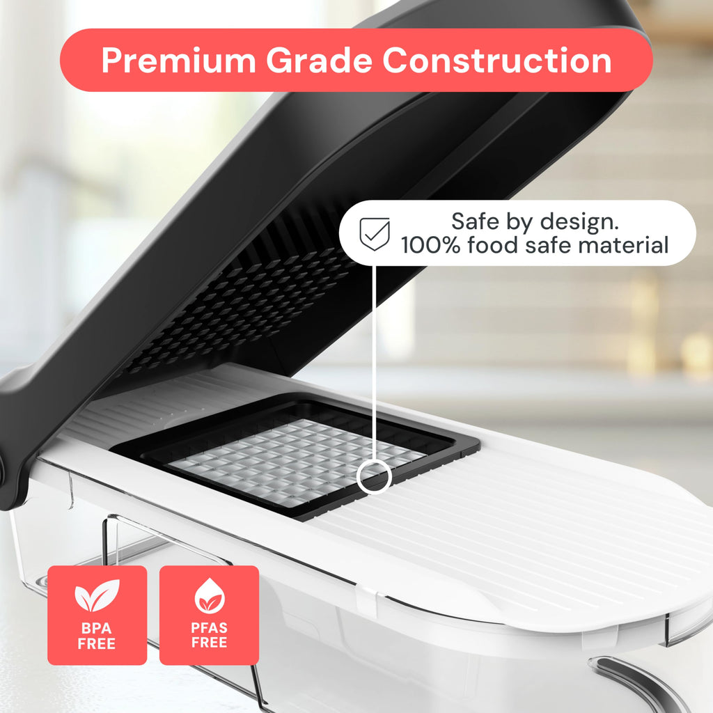 Fullstar Vegetable Chopper & Mandoline Slicer - Julienne Cutter Dicer Grater for Food Veggie Onion Cucumber Tomato Salad Potato Cheese - Kitchen Essentials & Gadgets (Compact 6-in-1, White)