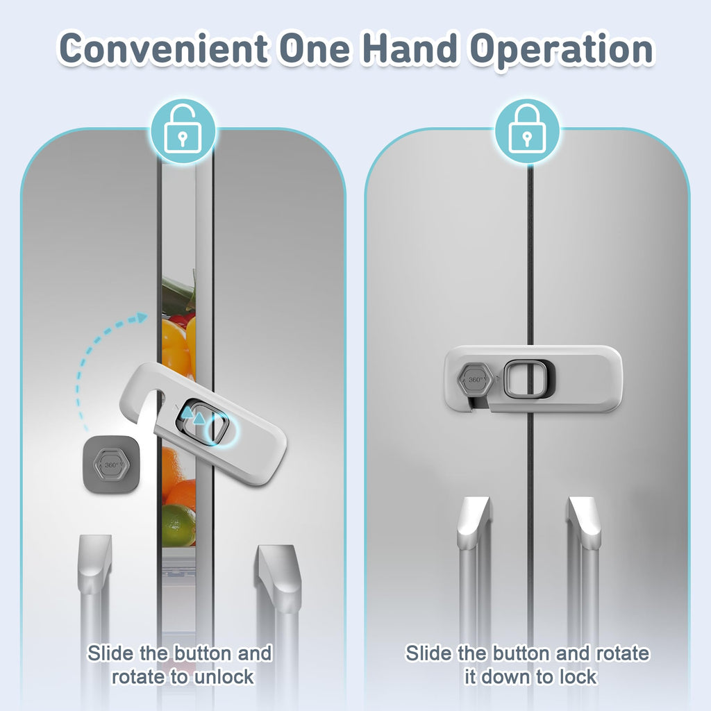 4our Kiddies 6 Pack Child Proof Refrigerator Locks, Fridge Locks for Kids Safety, Freezer Door Latches with Strong 3M Adhesives for Toddlers and Baby, Ideal for Upright Freezer, Ovens, Cabinets Door