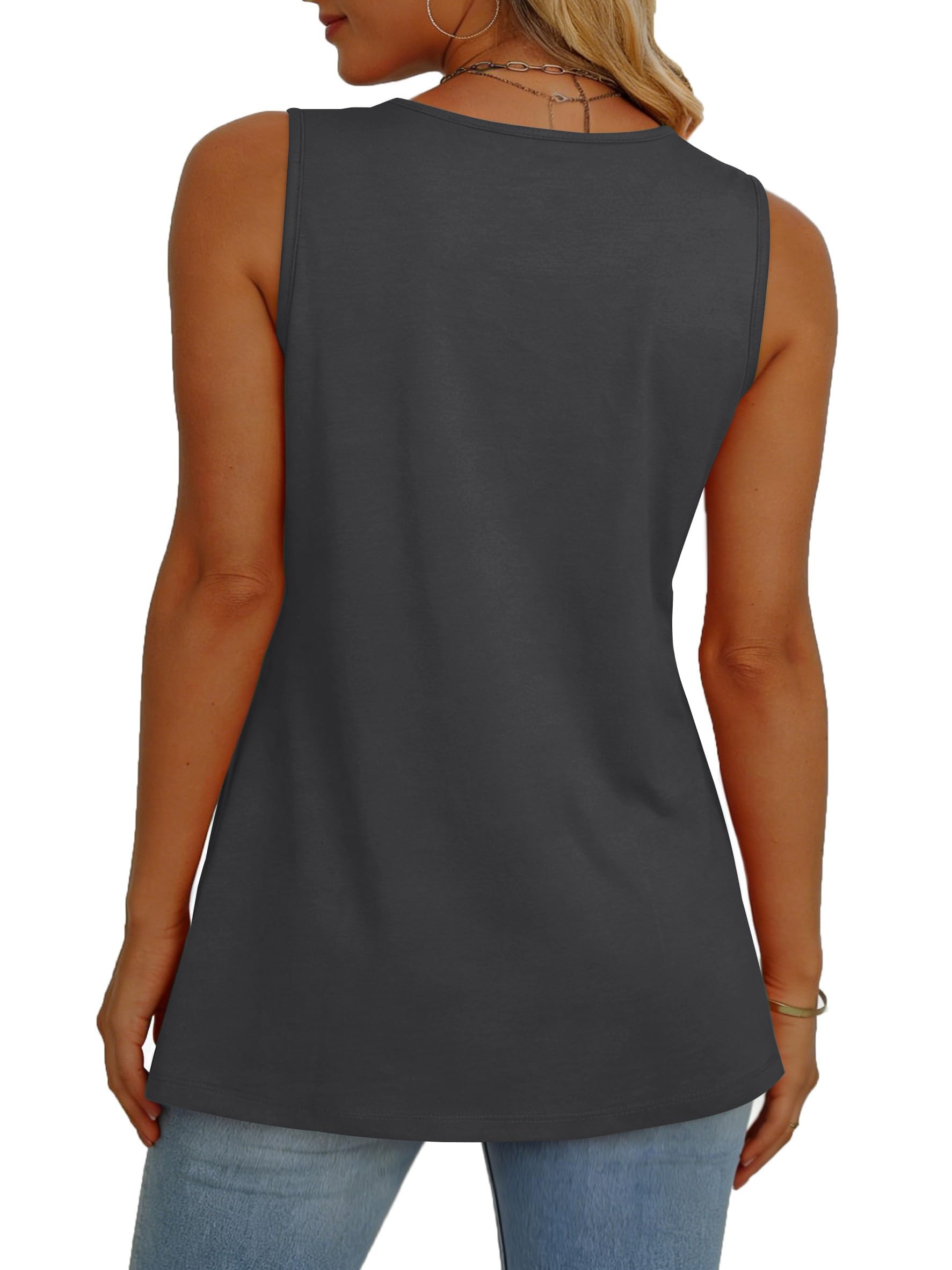 isermeo Womens Tank Tops 2026 Flowy Peplum Tops Sleeveless V Neck Babydoll Dressy Summer Tunic Tops S-XXL