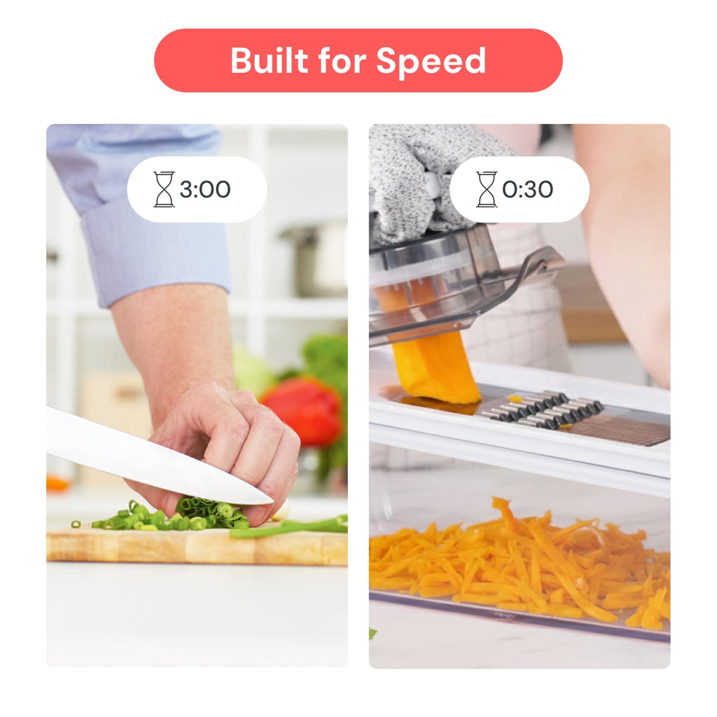 Fullstar Mandoline Slicer for Kitchen - Vegetable Slicer Spiralizer & Julienne Cutter for Veggie Cucumber Onion Potato Carrot - Cheese Grater - Kitchen Essentials Tools & Gadgets (PRO 6-in-1, White)