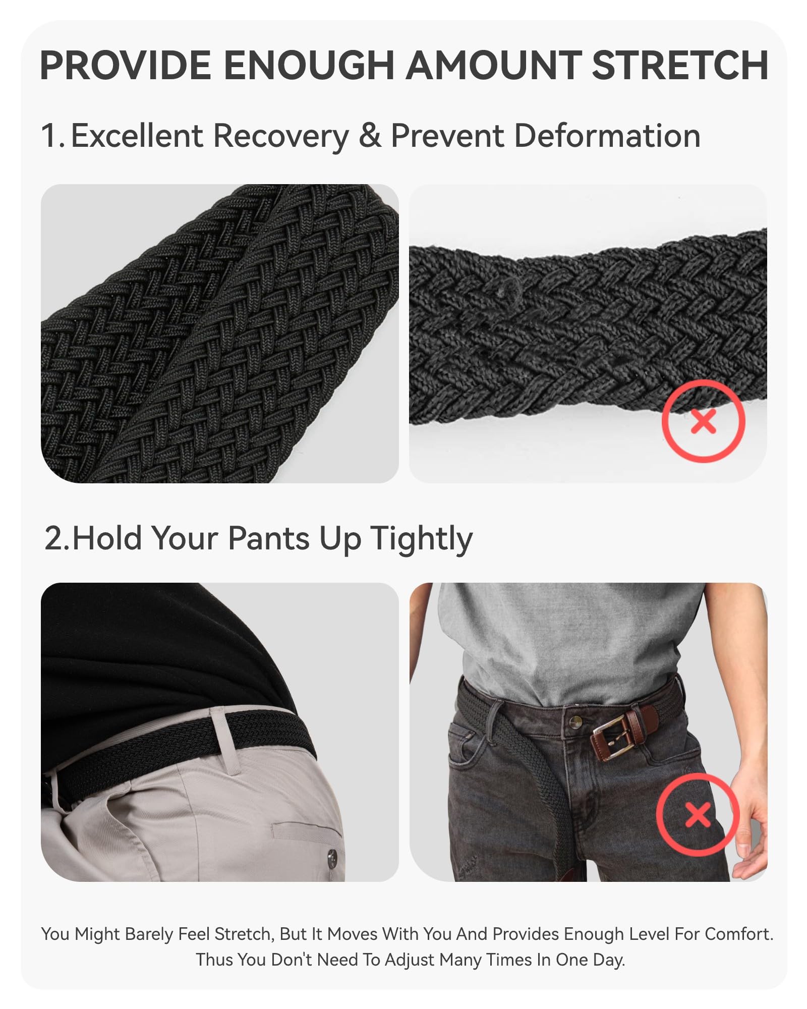 CHAOREN Woven Kids Belt, 1.2" Elastic Boys Belt for Sport, Casual Youth Baseball Belt