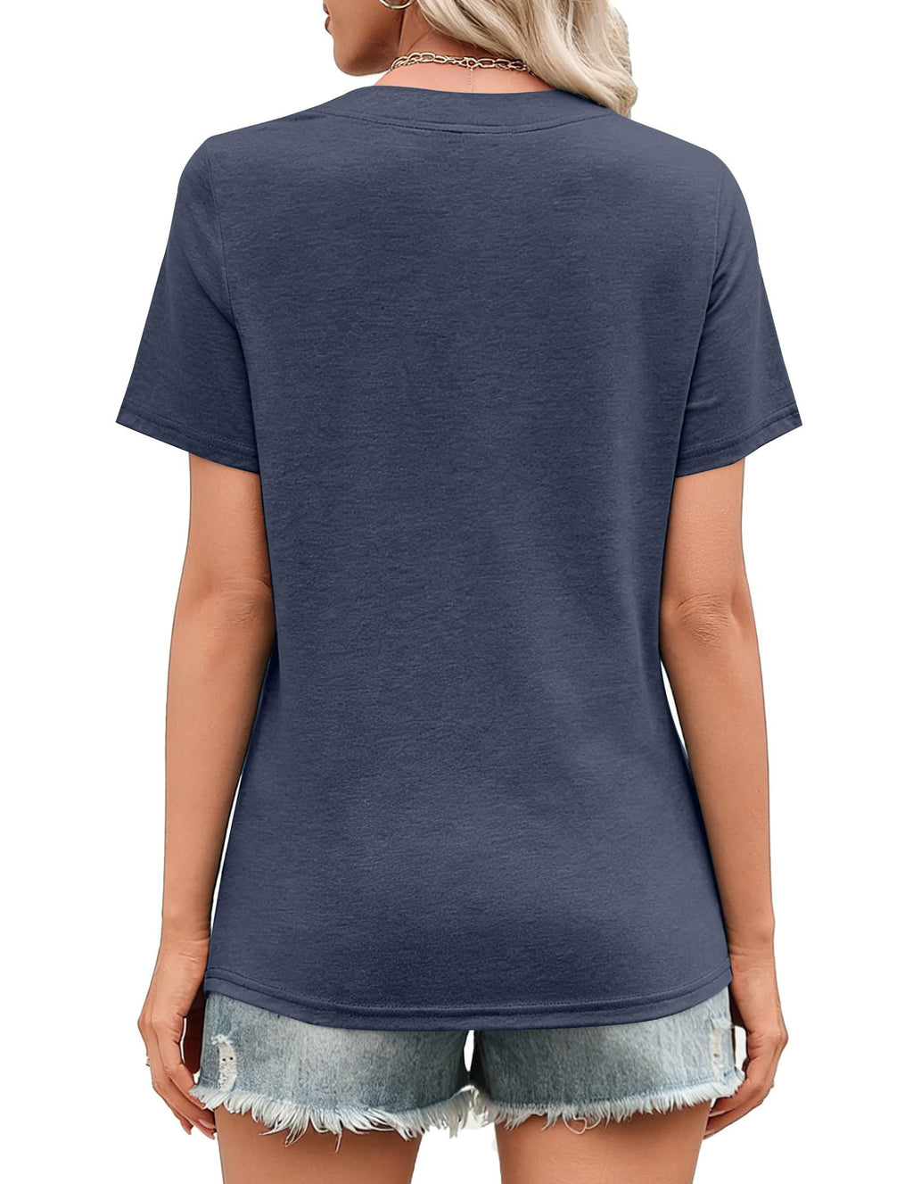 isermeo Womens Tops Short Sleeve V Neck Tee Shirts Cute Dressy Casual Summer Clothing Business Work Blouse S-XXL