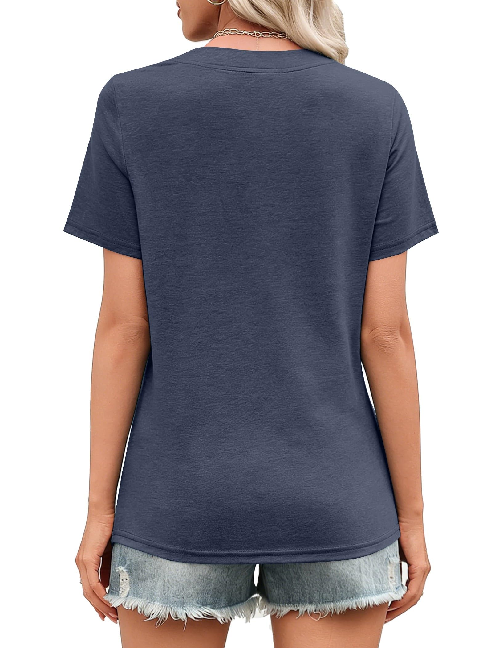 isermeo Womens Tops Short Sleeve V Neck Tee Shirts Cute Dressy Casual Summer Clothing Business Work Blouse S-XXL