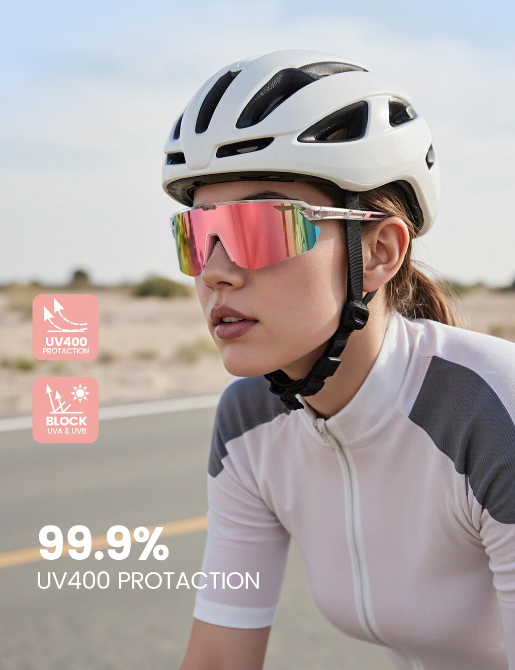 Lamicall Polarized Sports Sunglasses Men Women, [24g Ultralight] Adjustable Nose Pad Sports Goggles for Bike Hiking Running