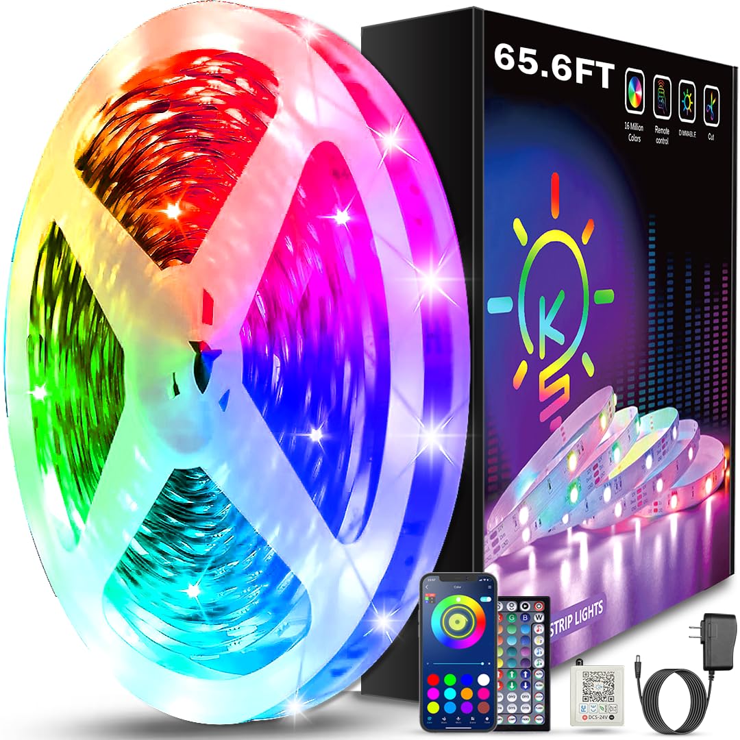 Keepsmile 100ft Led Strip Lights (2 Rolls of 50ft) Bluetooth App Control Led Lights Strip with Remote Music Sync Color Changing RGB Led Lights for Bedroom Room Home Christmas Decor (Lumiere Led 30M)