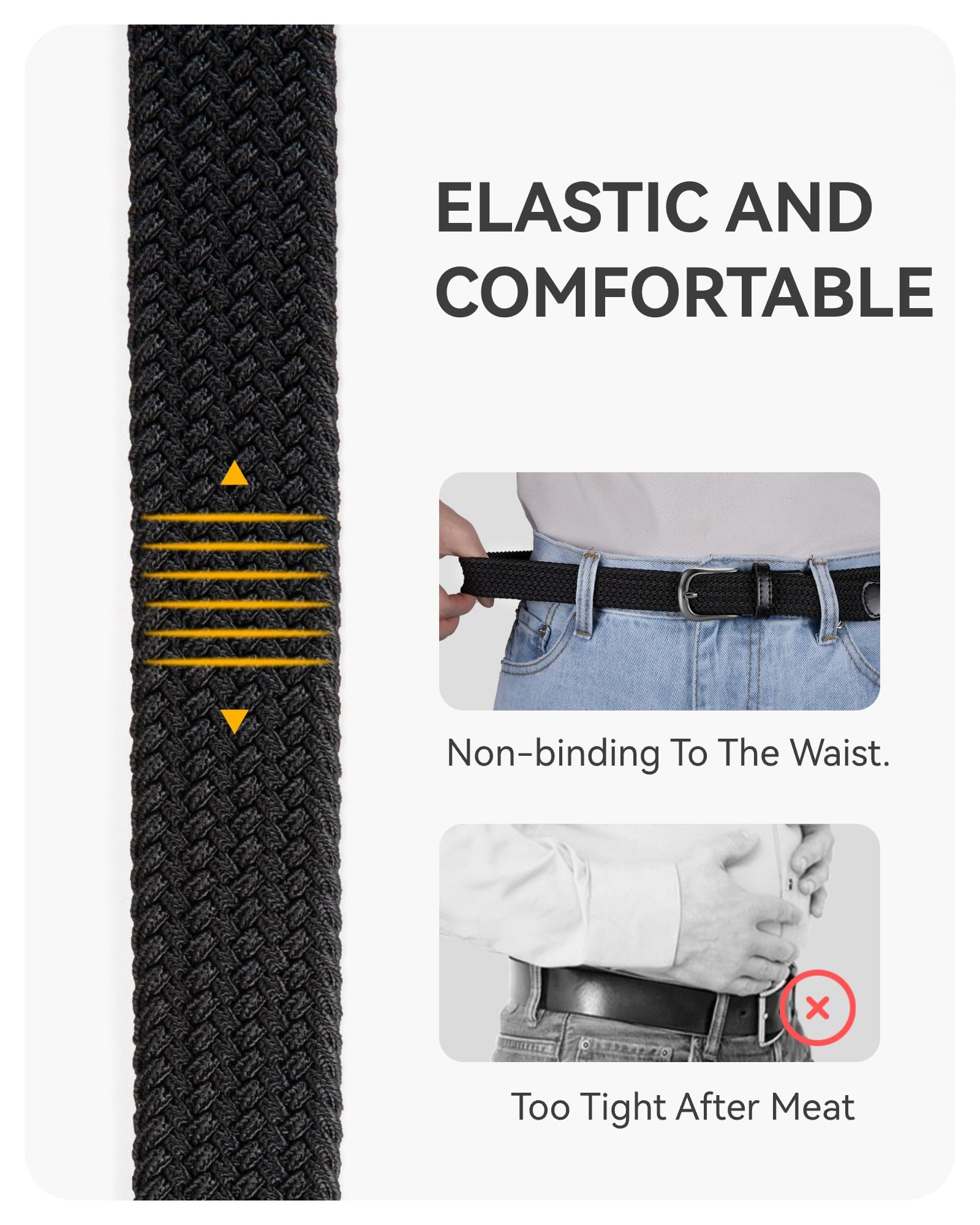 CHAOREN Woven Kids Belt, 1.2" Elastic Boys Belt for Sport, Casual Youth Baseball Belt