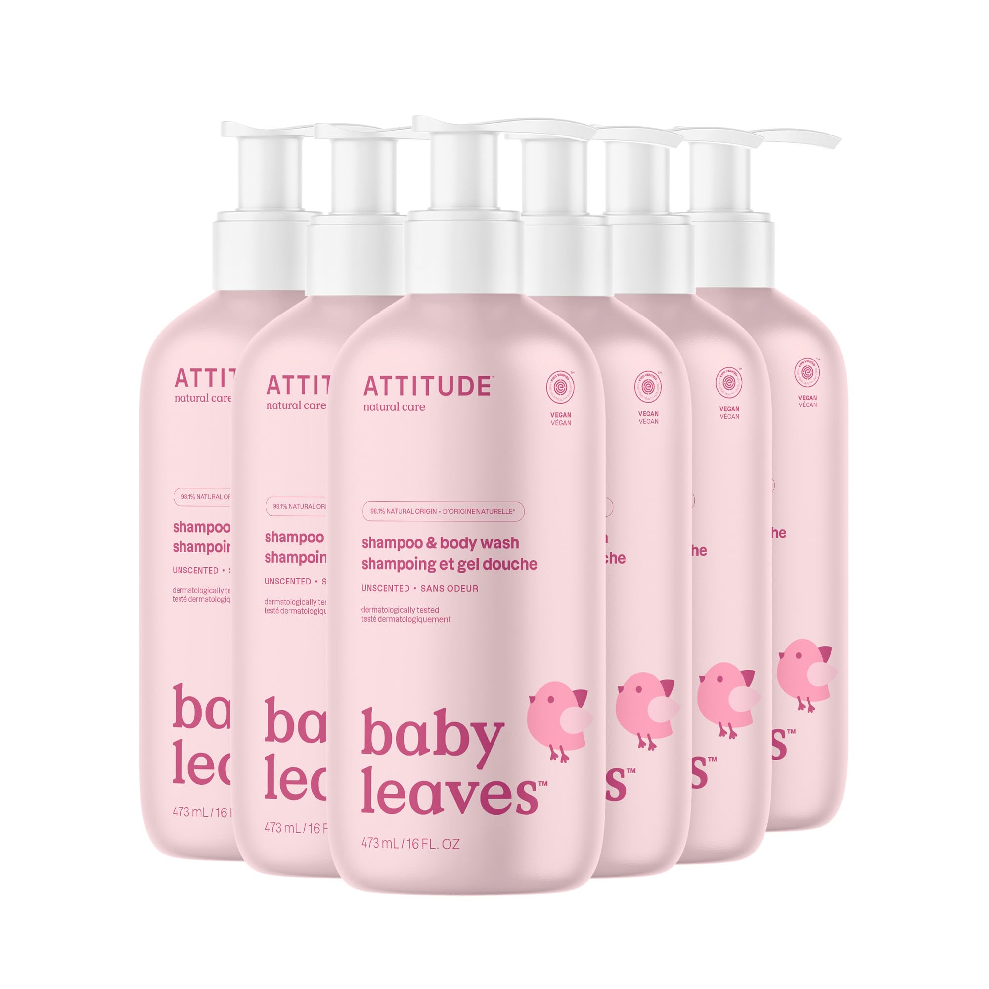 ATTITUDE Baby 2-in-1 Shampoo and Body Wash, Made in Canada, EWG Verified, Dermatologically Tested, Vegan, Good Night, 473 mL