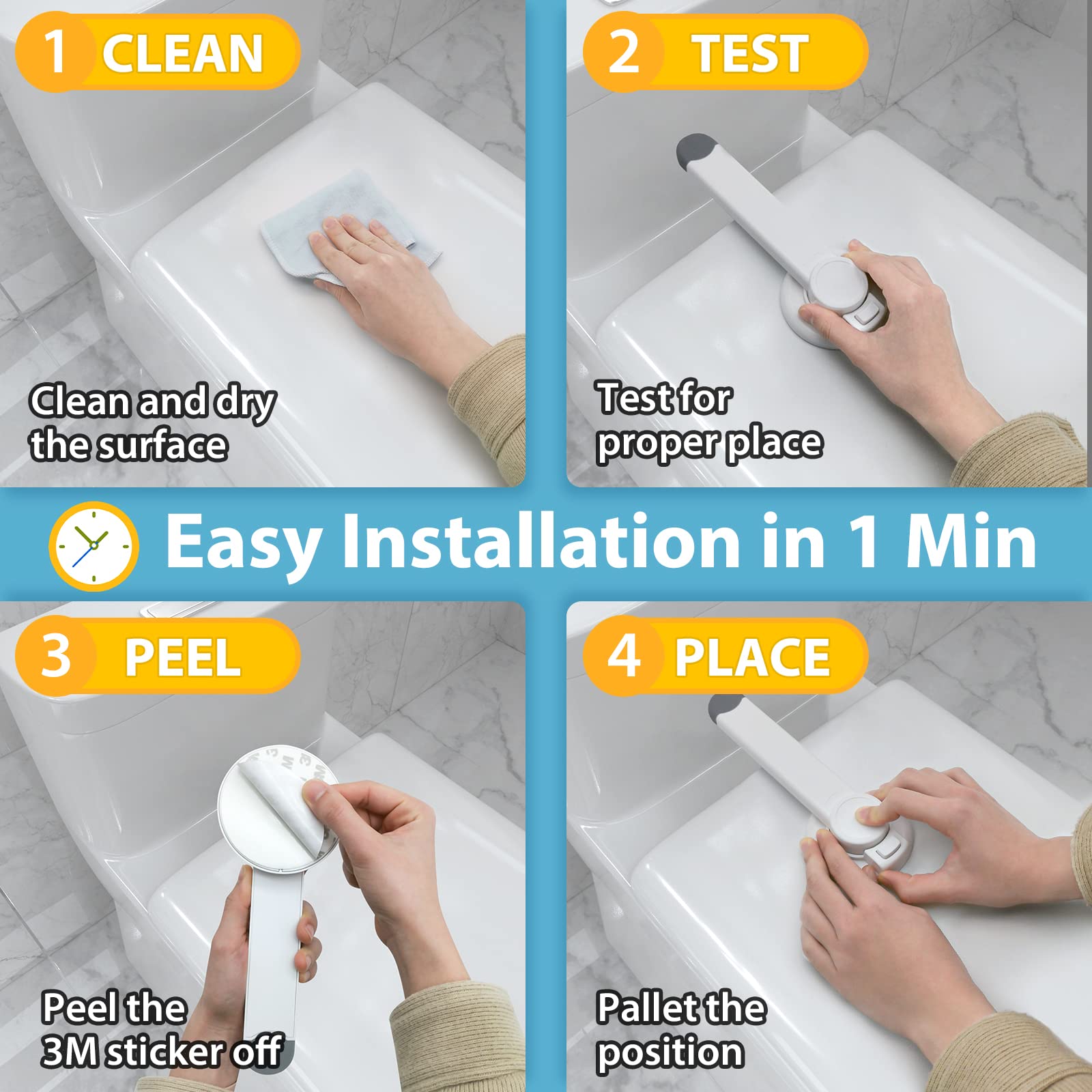 4our Kiddies Baby Toilet Lock for Child Safety, Baby Proof Toilet Seat Lock with Extra Pallet Fit for Most Standard Toilet, Easy Intallation Toilet Lid Lock with Extra 3M Adhesive (1 Pack)