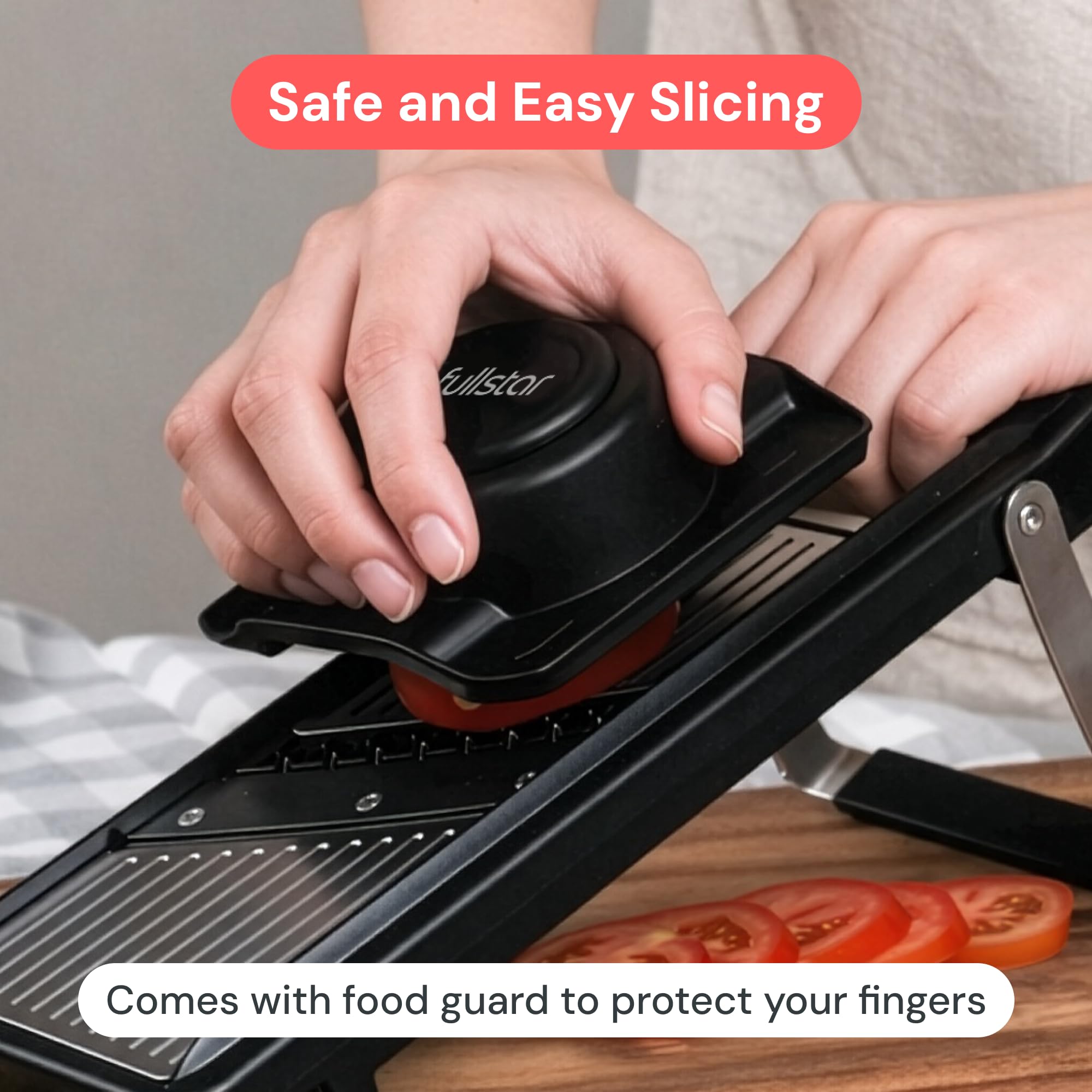Fullstar 2 in 1 Stainless Steel Mandoline - Adjustable Thickness (1-4mm) - Vegetable Slicer with Julienne Blade for Potatoes, Fruits, Vegetables and Cheese, Food Prep Cutter for Easy Meal Prep