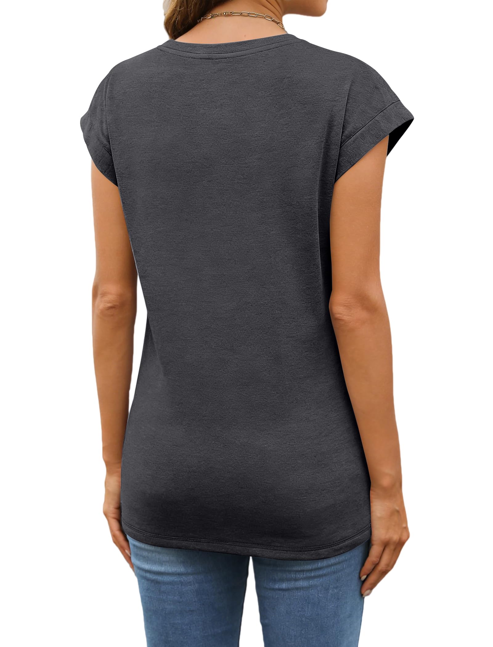 isermeo Womens Summer Tops Cap Sleeve T Shirts Crew Neck Outfits Cute Trendy Tunic Blouses 2026 S-XXL