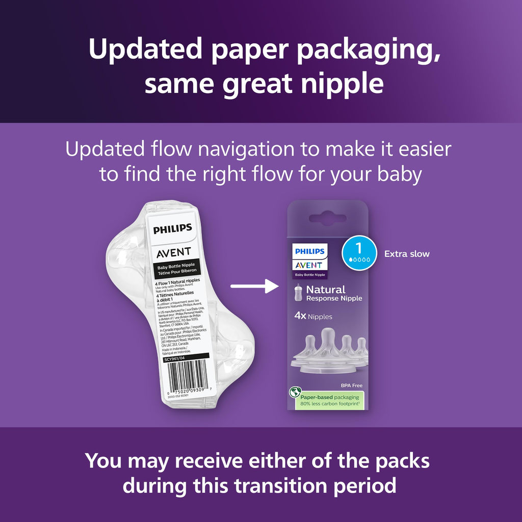 Philips Avent Natural Response Nipples, Extra Fast Flow (Flow 5), 6m+, 4-pack, SCY965/44