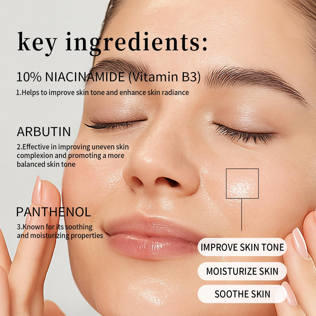 Visage avec application de sérum, paupières fermées, peau lissée.