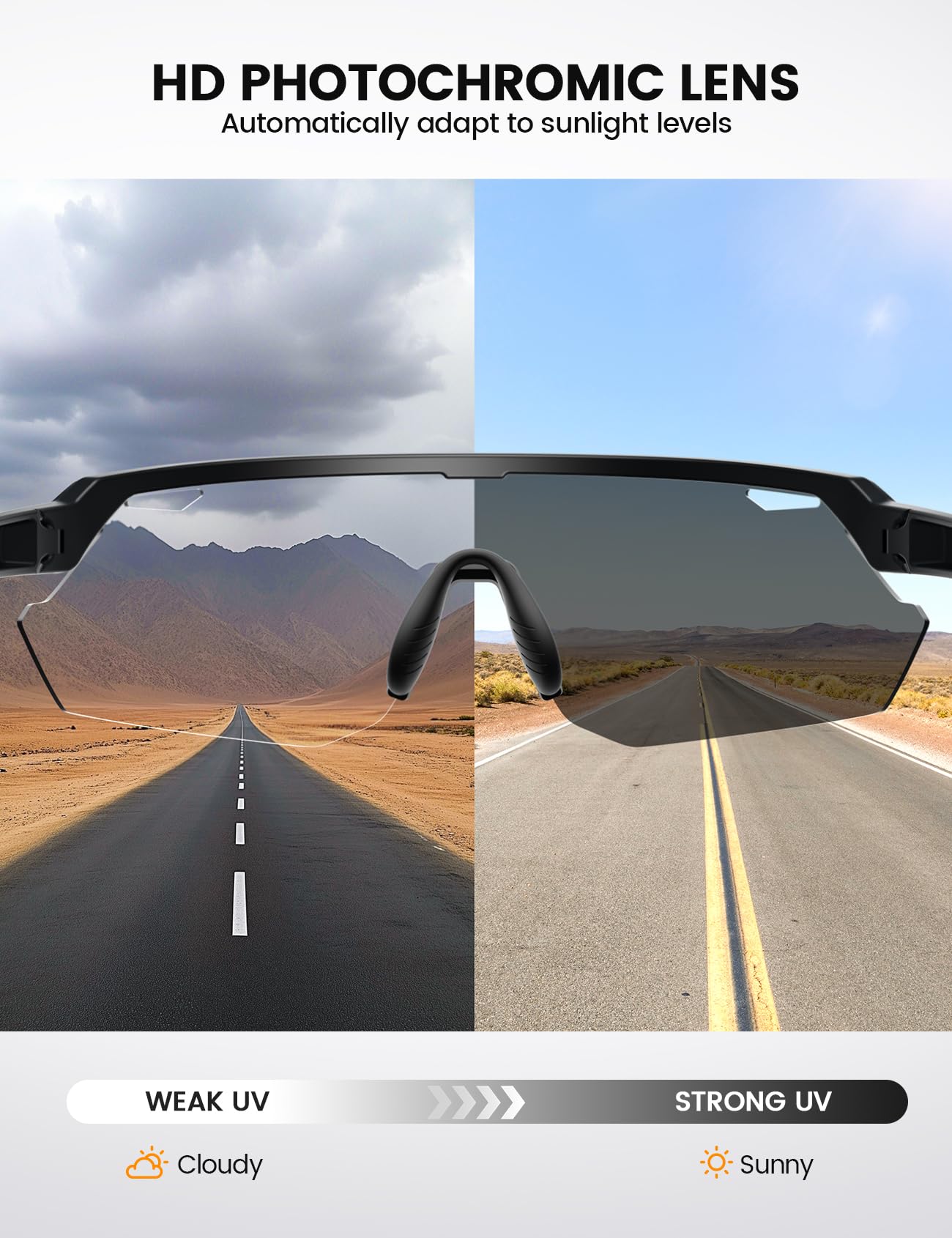 Lamicall Polarized Sports Sunglasses Men Women, [24g Ultralight] Adjustable Nose Pad Sports Goggles for Bike Hiking Running