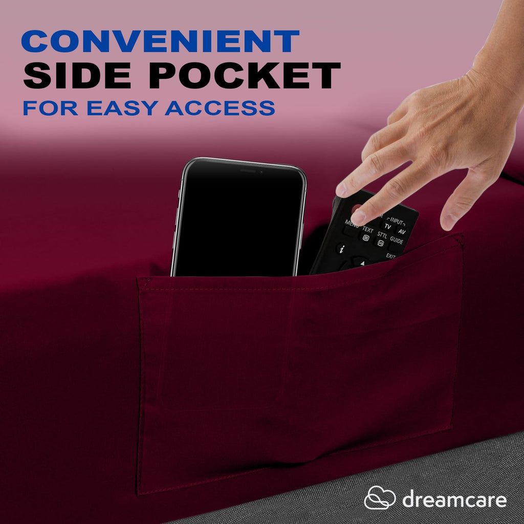 DREAMCARE Bedding Sets Queen - 4 Piece Queen Bed Sheets - Deep Pocket up to 15 in - Draps Lit Queen - Luxury Hotel Sheets & Pillowcases Set - Shrink & Fade Resistant (Queen, Black)