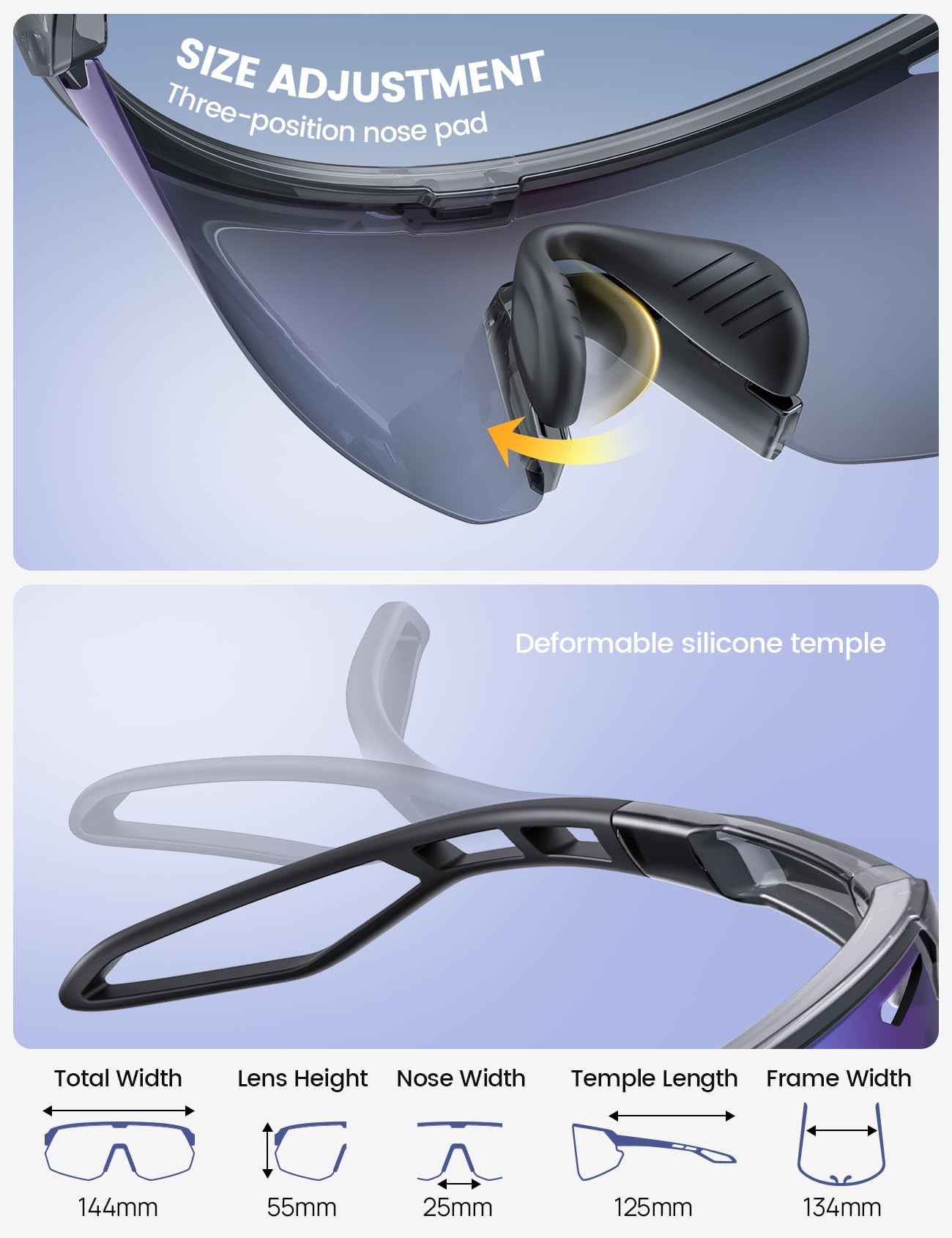 Lamicall Polarized Sports Sunglasses Men Women, [24g Ultralight] Adjustable Nose Pad Sports Goggles for Bike Hiking Running