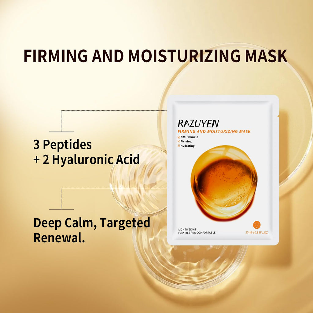 Masque facial RAZUYEN fermeté et hydratation en sachet blanc.