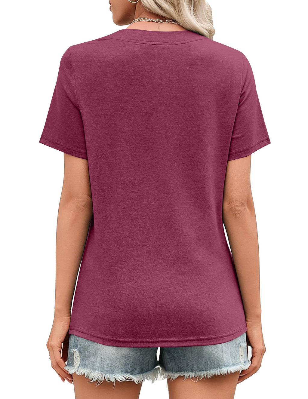 isermeo Womens Tops Short Sleeve V Neck Tee Shirts Cute Dressy Casual Summer Clothing Business Work Blouse S-XXL