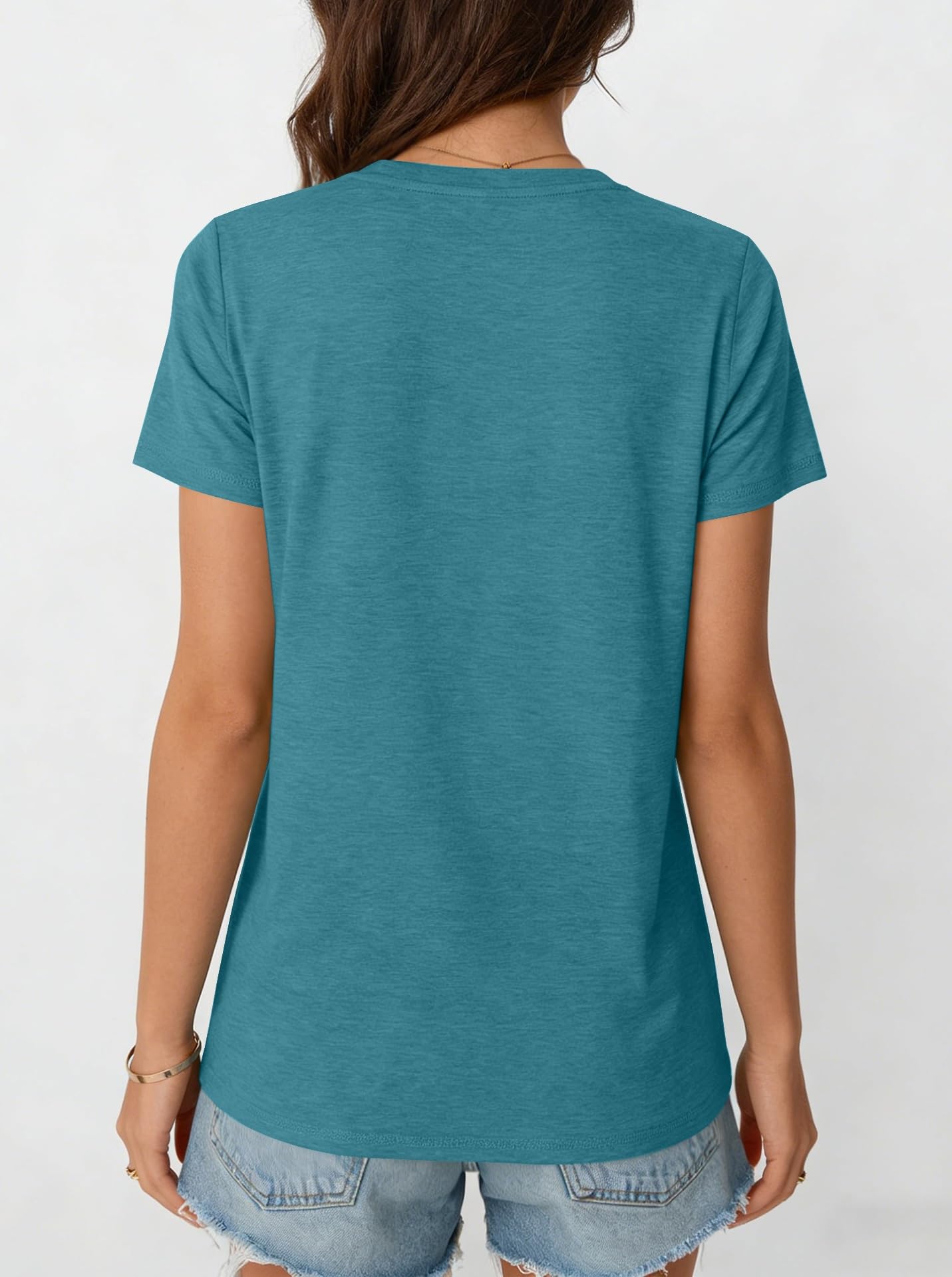 isermeo Women's Summer Short Sleeve Tops Casual Crewneck Fashion Pleated T-Shirts Blouses Trendy 2026 S-XXL