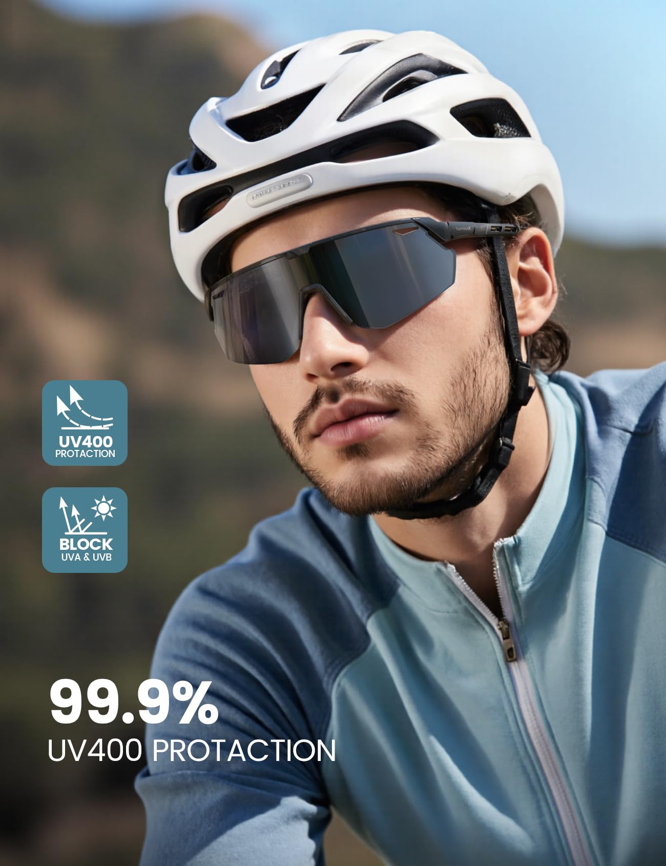 Lamicall Polarized Sports Sunglasses Men Women, [24g Ultralight] Adjustable Nose Pad Sports Goggles for Bike Hiking Running