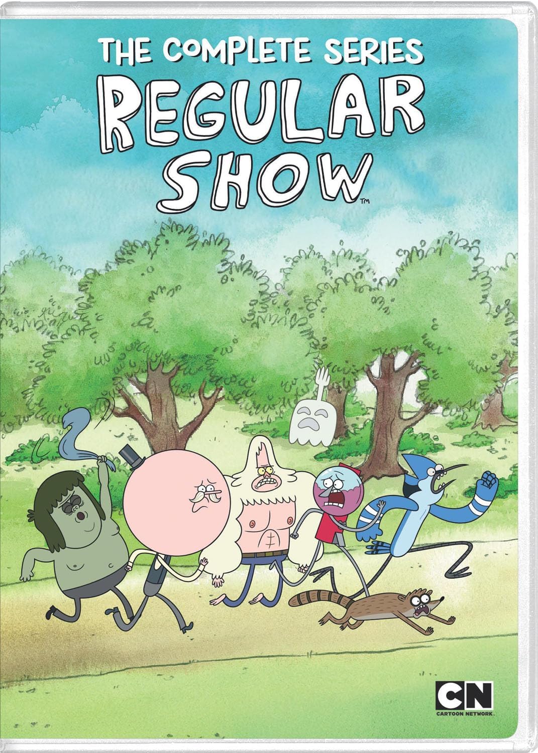 Coffret DVD Regular Show, jaquette illustrée avec personnages et titre, fond bleu-vert