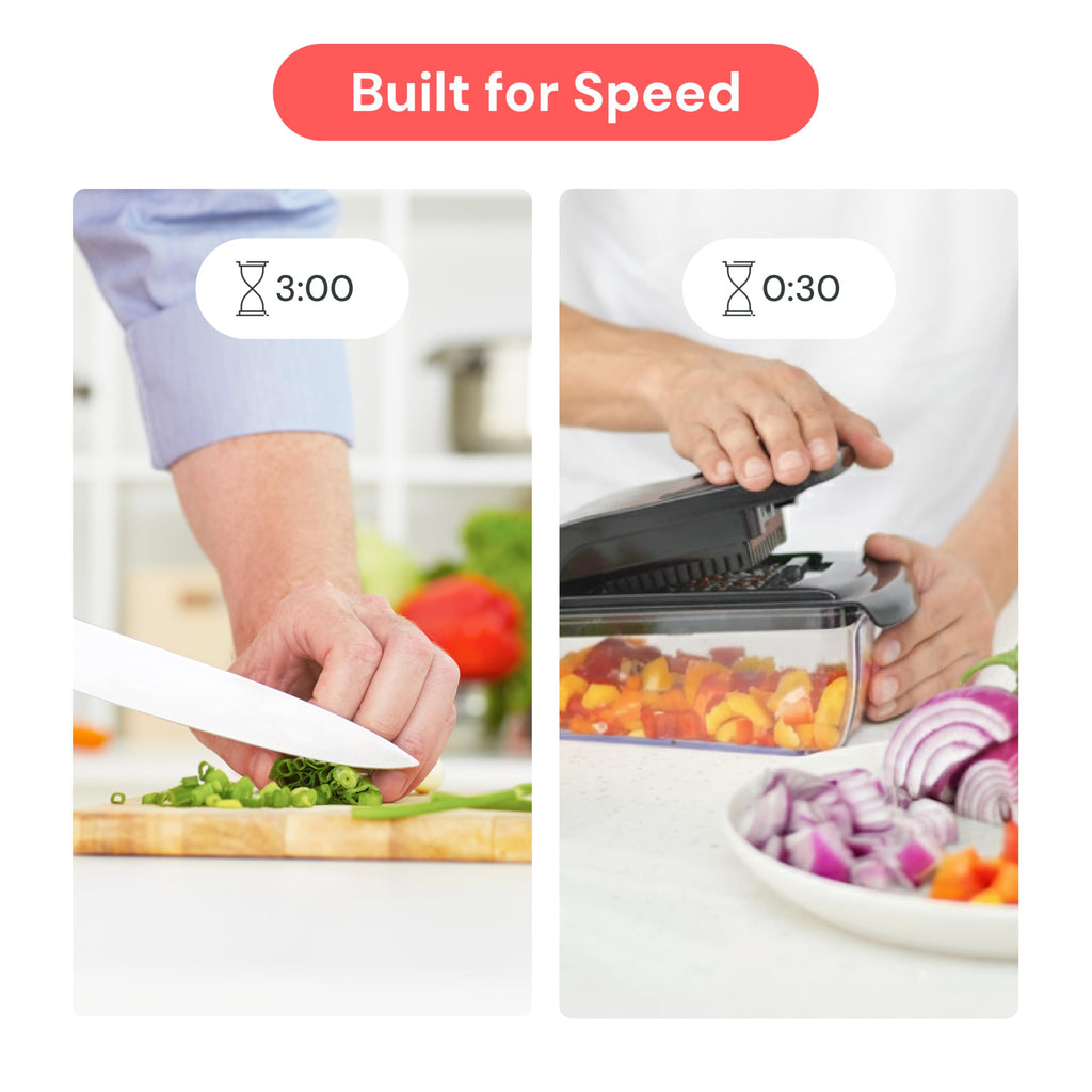 Fullstar Vegetable Chopper & Mandoline Slicer - Julienne Cutter Dicer Grater for Food Veggie Onion Cucumber Tomato Salad Potato Cheese - Kitchen Essentials & Gadgets (Compact 6-in-1, White)