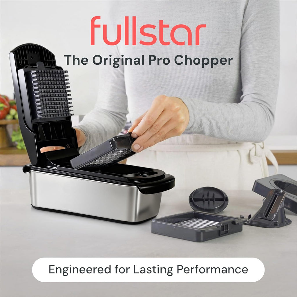 Fullstar Vegetable Chopper & Cutter - Slicer Dicer Spiralizer with Container for Food Veggie Onion Cucumber Tomato Salad Potato French Fry - Kitchen Essentials & Gadgets (PRO 4-in-1, White)