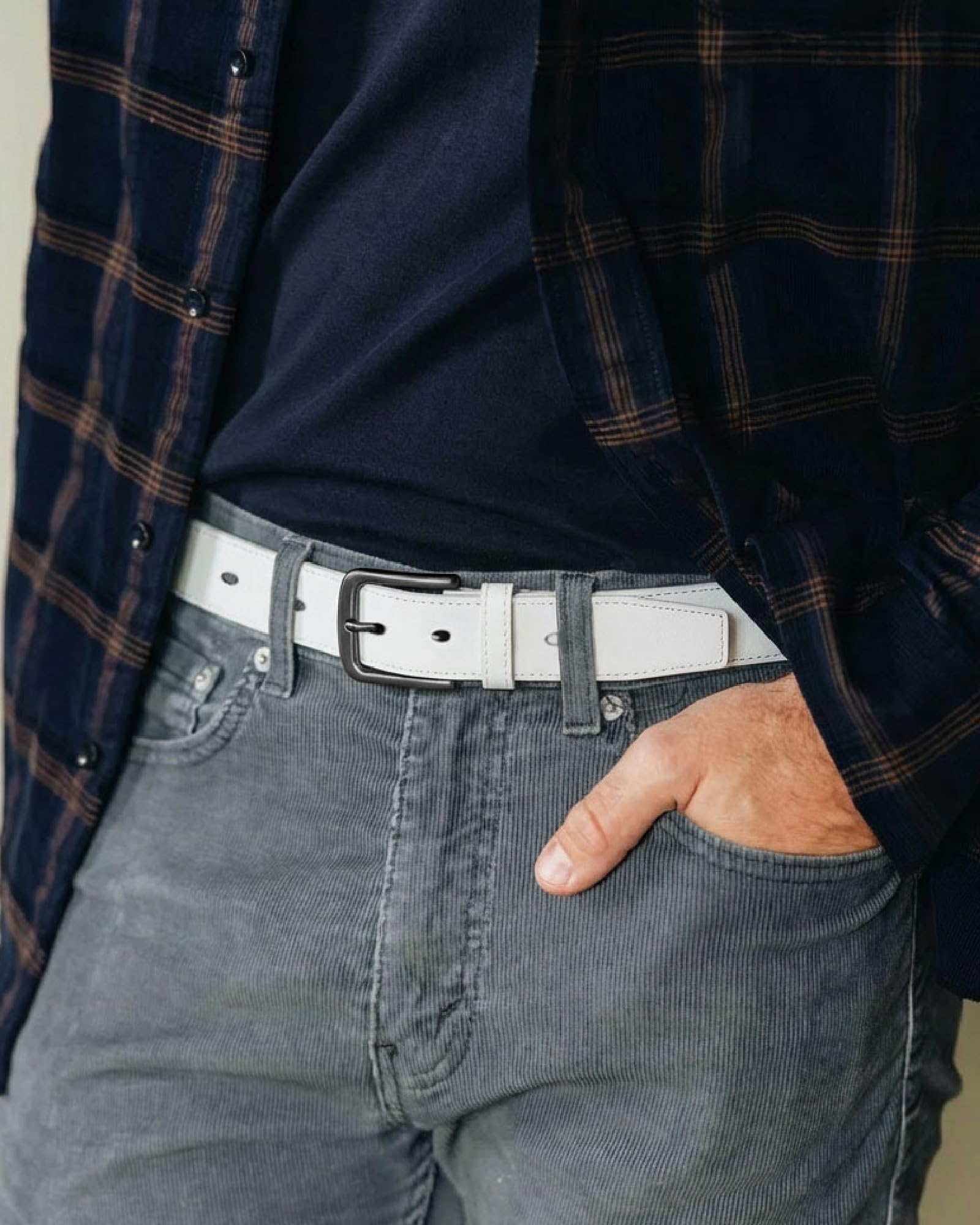 CHAOREN Mens Belts Leather - 35mm Genuine Leather Belts for Men - Ideal Match for Casual Jeans