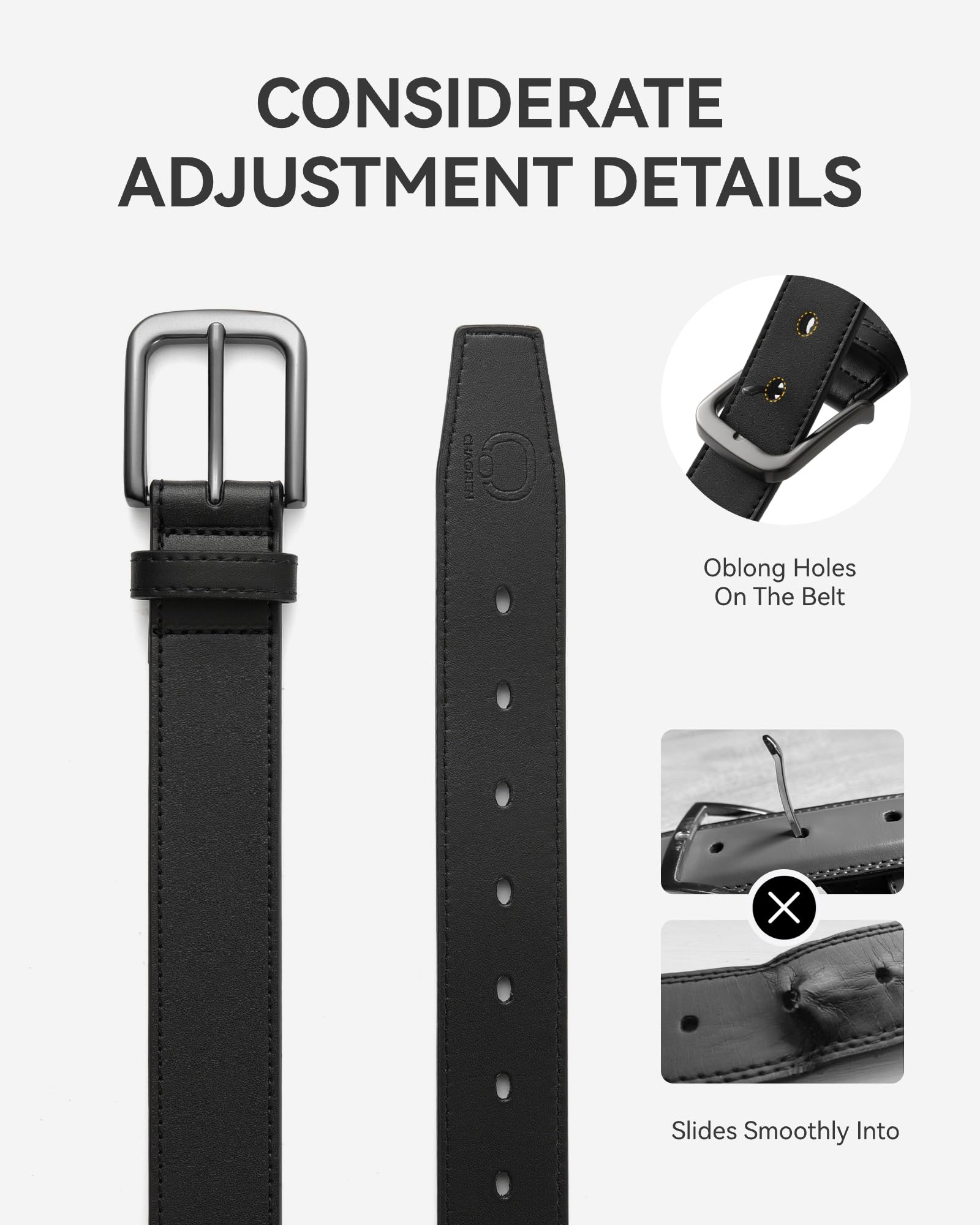 CHAOREN Mens Belts Leather - 35mm Genuine Leather Belts for Men - Ideal Match for Casual Jeans