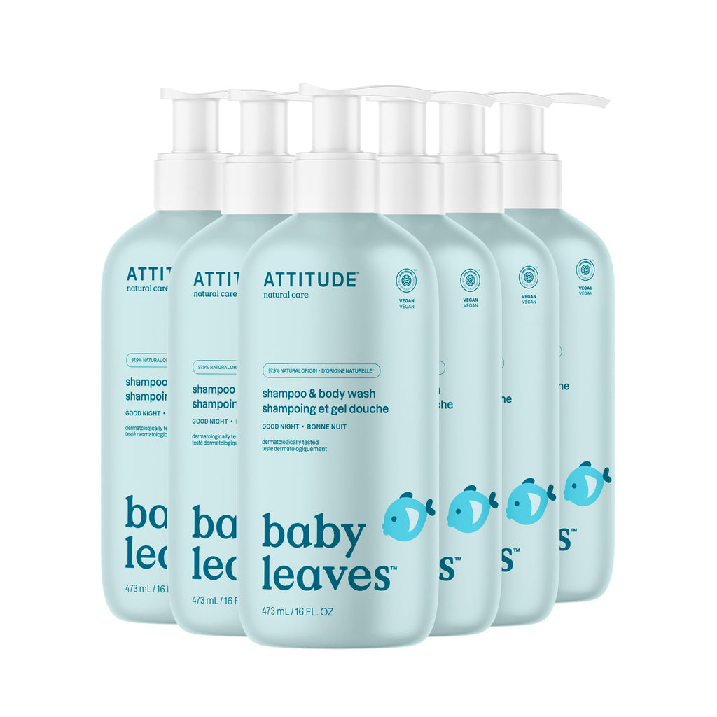 ATTITUDE Baby 2-in-1 Shampoo and Body Wash, Made in Canada, EWG Verified, Dermatologically Tested, Vegan, Good Night, 473 mL