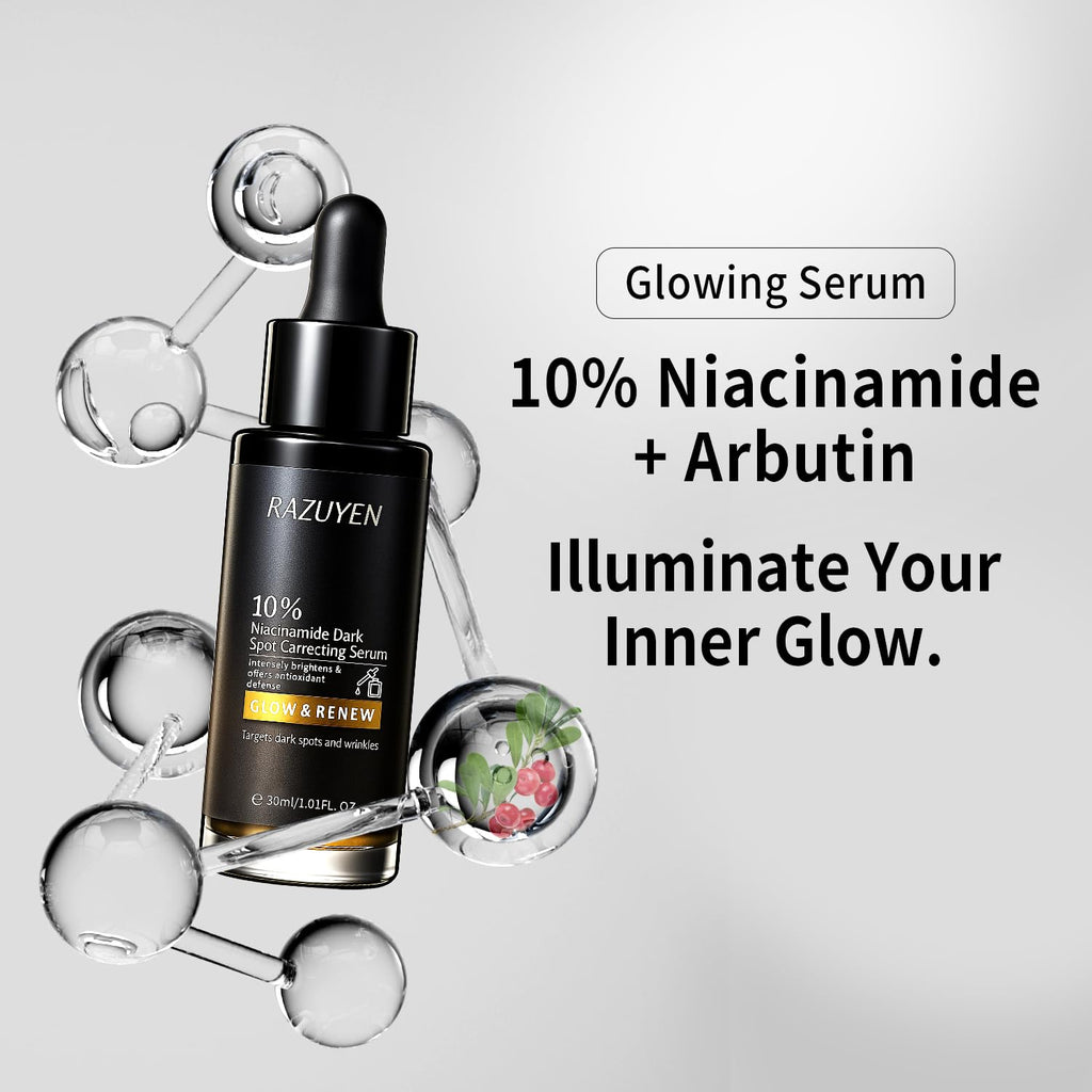 Flacon de sérum RAZUYEN 10% niacinamide et arbutine.