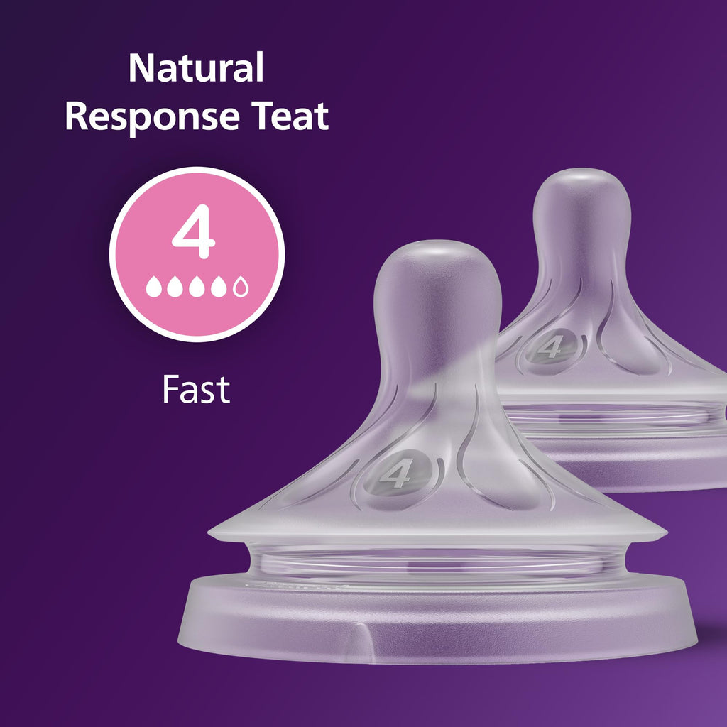 Philips Avent Natural Response Nipples, Extra Fast Flow (Flow 5), 6m+, 4-pack, SCY965/44