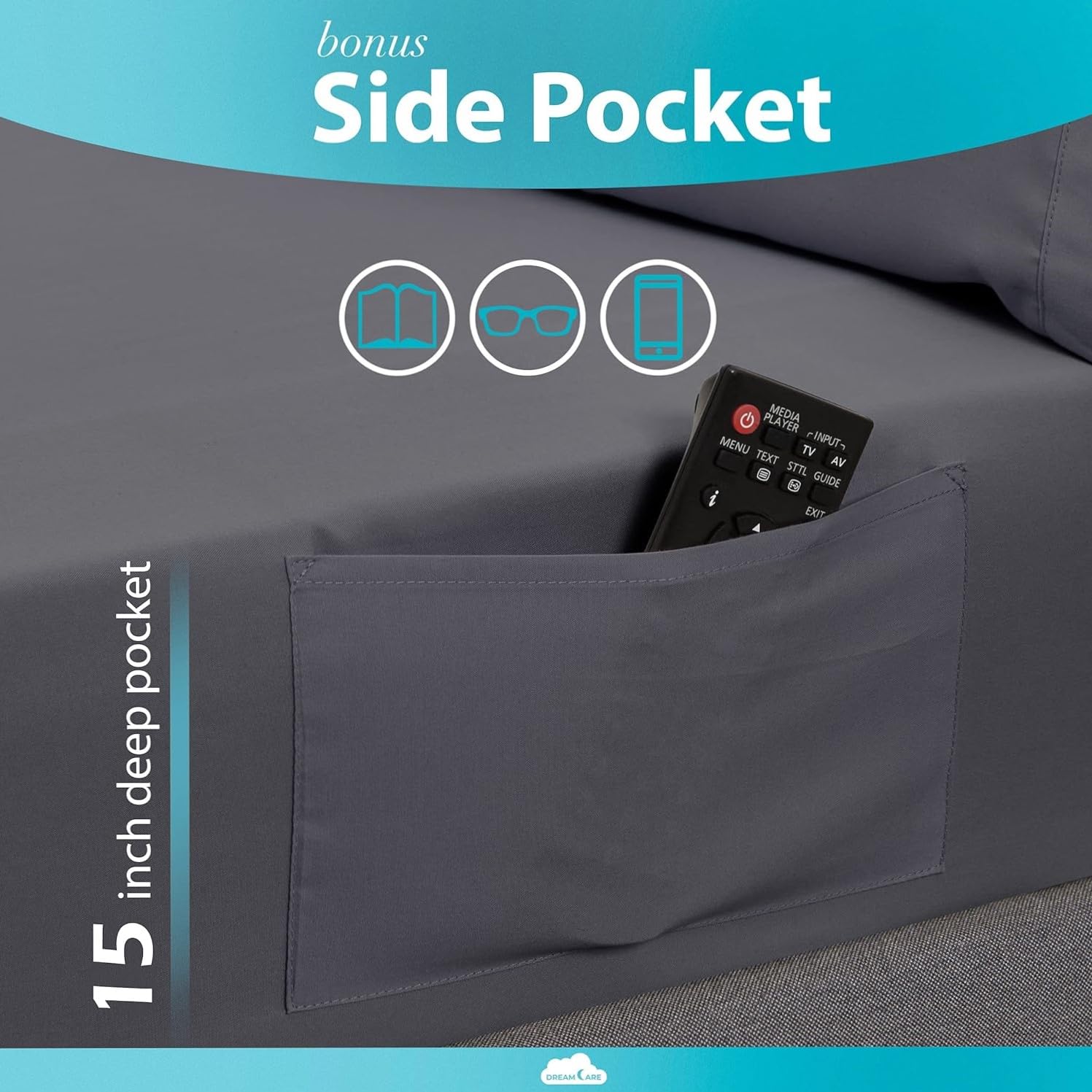DREAMCARE Bedding Sets Queen - 6 Piece Queen Bed Sheets - Deep Pocket up to 15 in - Draps Lit Queen - Luxury Hotel Sheets & Pillowcases Set - Shrink & Fade Resistant (Queen, Navy Blue