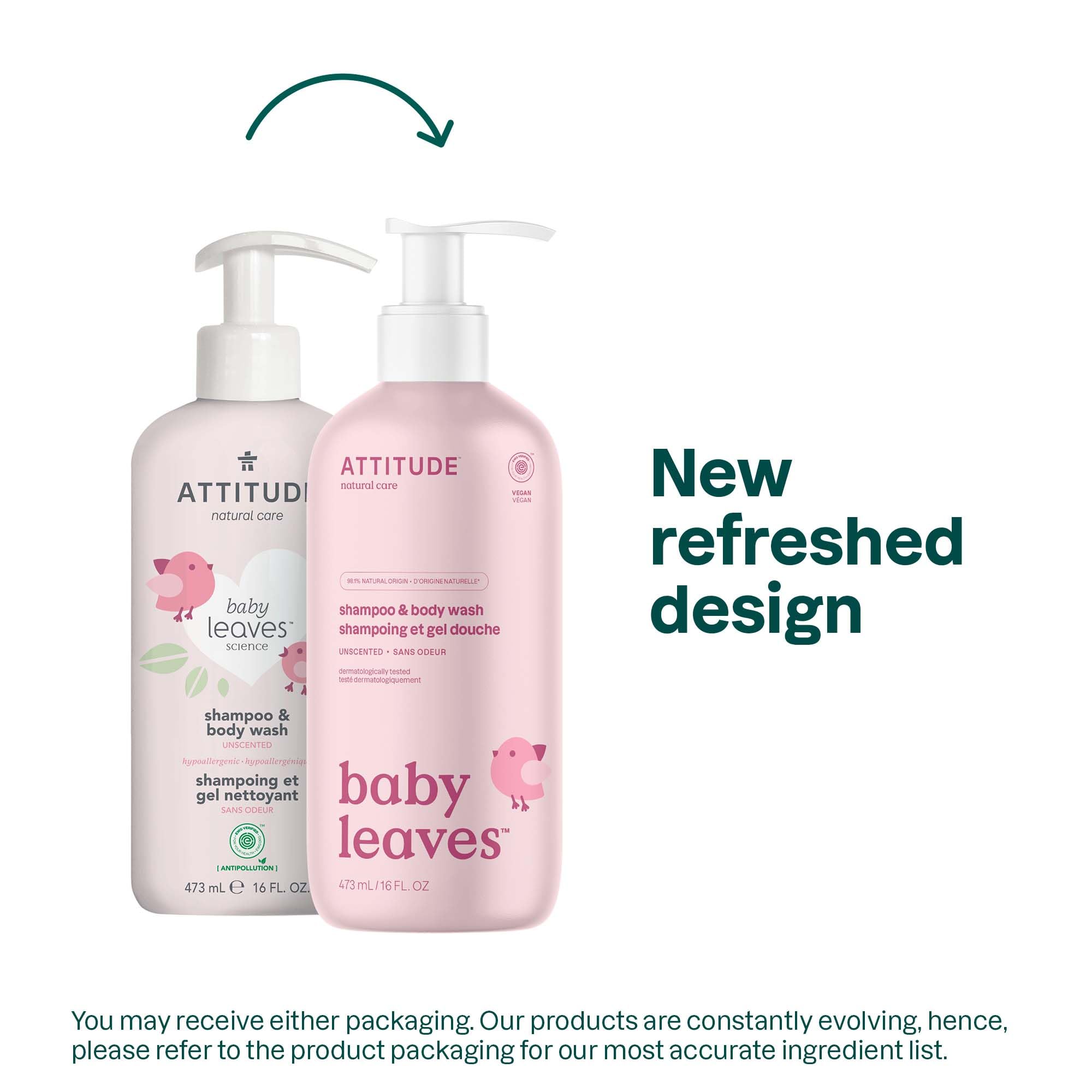 ATTITUDE Baby 2-in-1 Shampoo and Body Wash, Made in Canada, EWG Verified, Dermatologically Tested, Vegan, Good Night, 473 mL