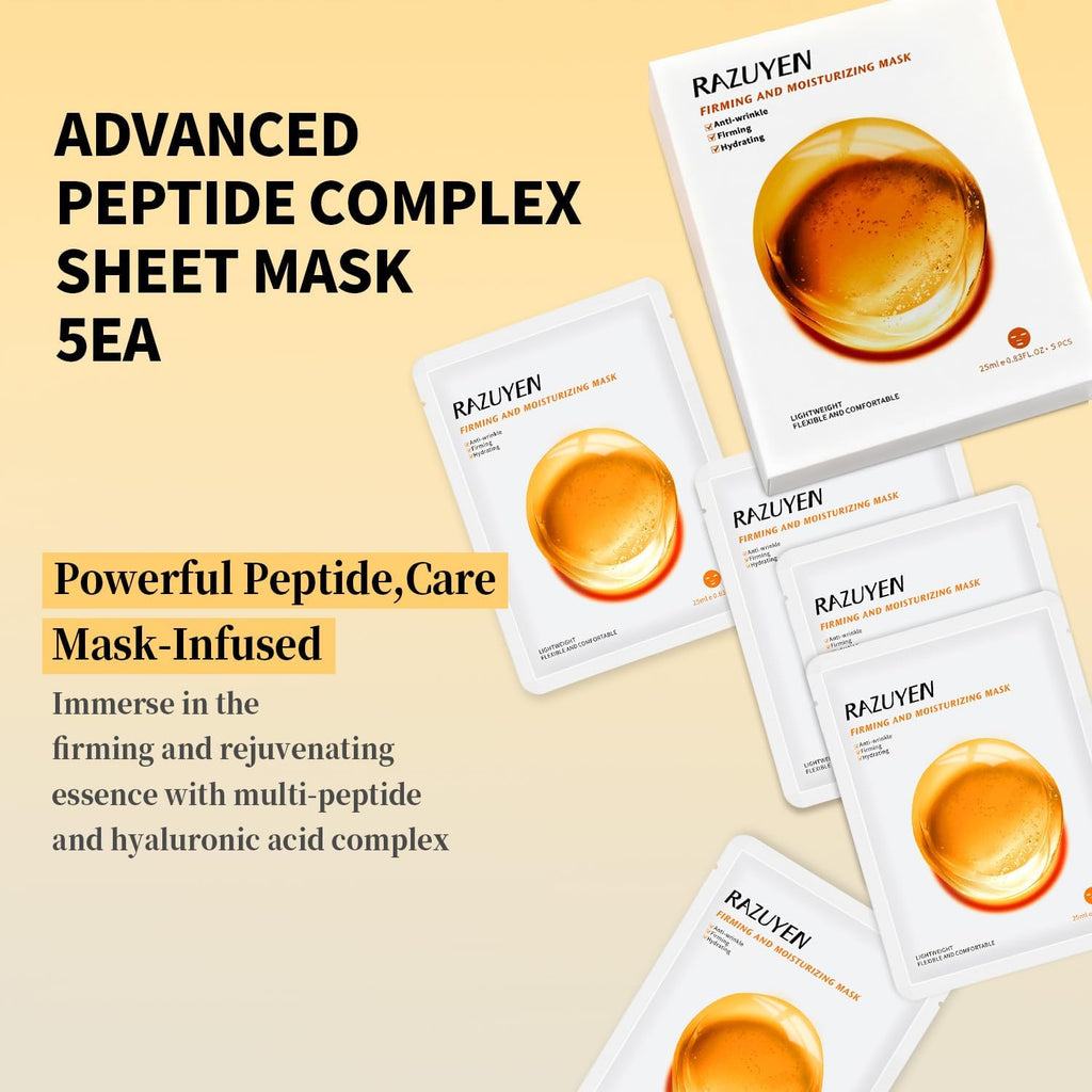 Boîte et sachets de masque en tissu RAZUYEN au complexe de peptides (sea)