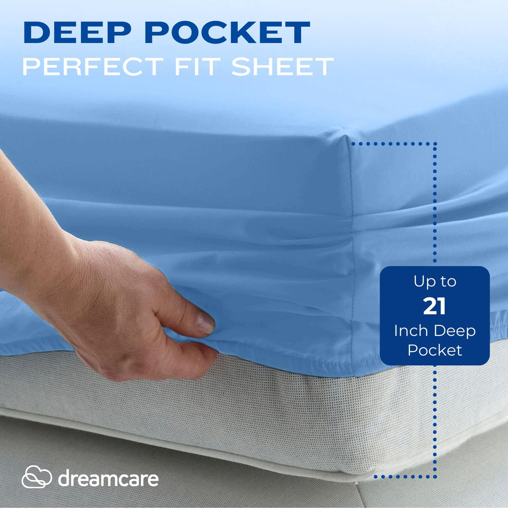 DREAMCARE Bedding Sets Queen - 4 Piece Queen Bed Sheets - Deep Pocket up to 15 in - Draps Lit Queen - Luxury Hotel Sheets & Pillowcases Set - Shrink & Fade Resistant (Queen, Black)