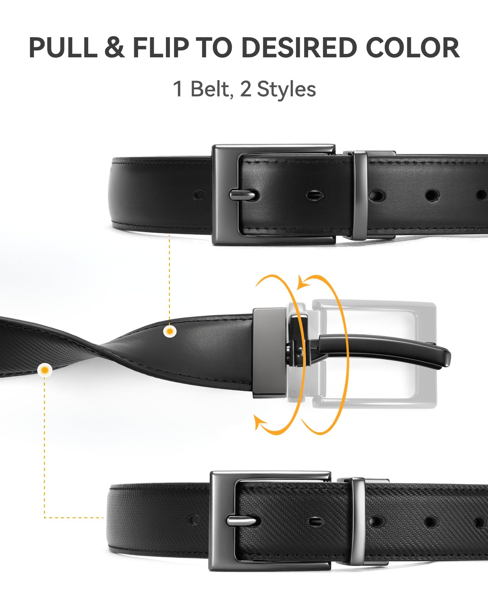 CHAOREN Kids Belt - 1 1/4" Dress Reversible Boys Belt for Youth - One Leather Belt Two Style