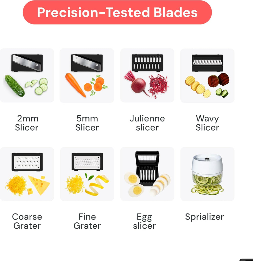 Fullstar Mandoline Slicer for Kitchen with Safety Glove (11 in 1)