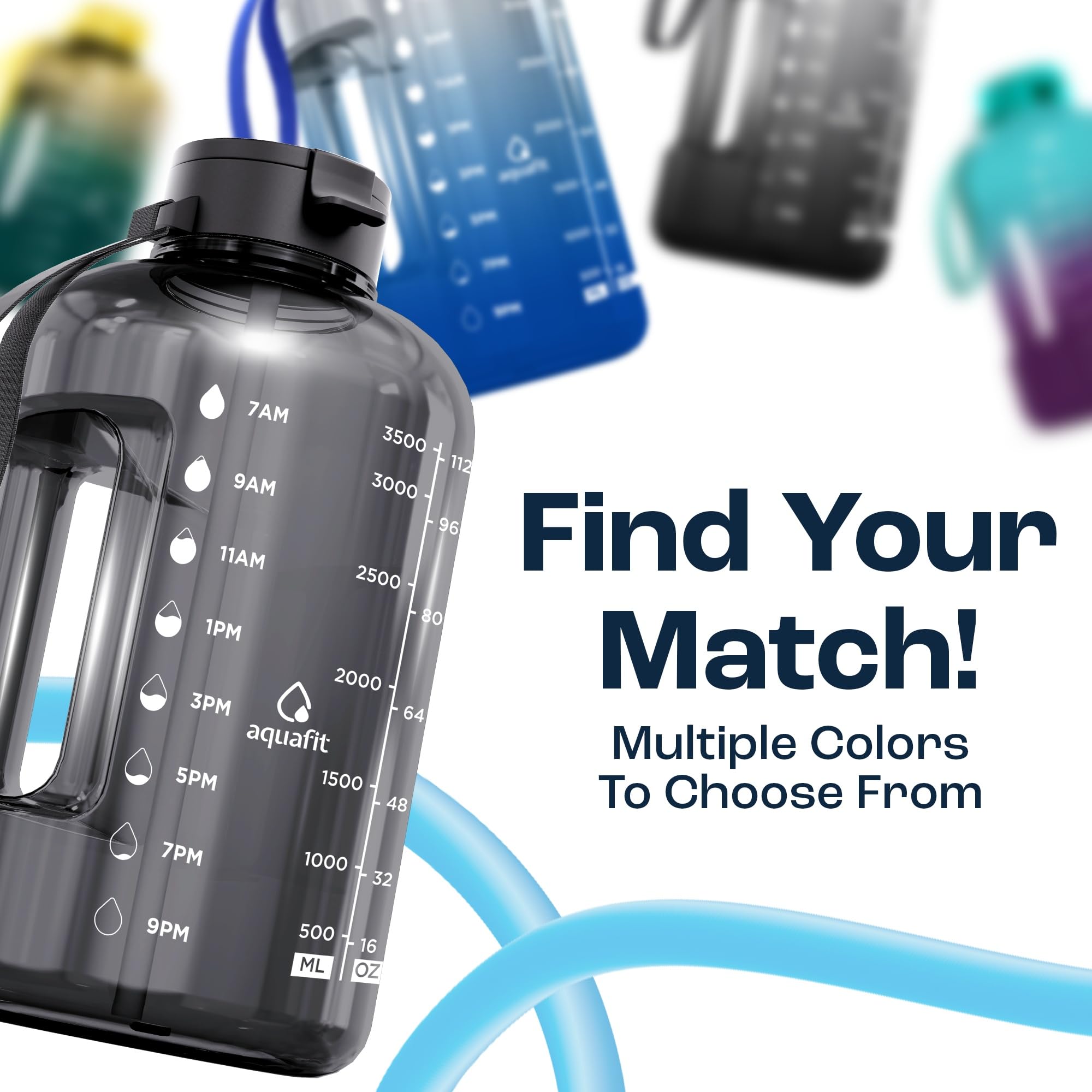 AQUAFIT 1 Gallon Water Bottle with Straw - 4l Water Bottle Time Marker - Motivational Gym Water Bottles 4l - 4 litre Water Bottles 1 Gallon 128 oz - Big Water Jug Large Water Bottle Gray