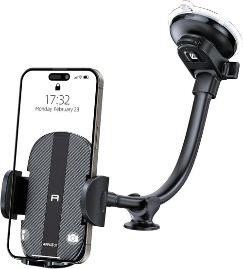 Support universel de téléphone de voiture noir avec ventouse et tige flexible