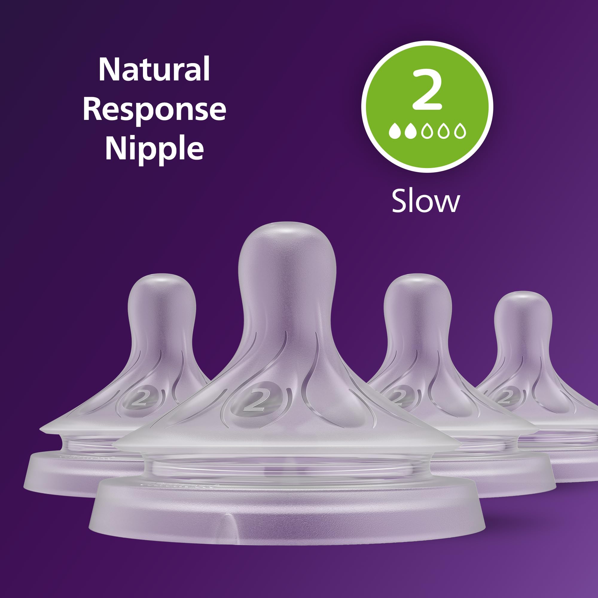 Philips Avent Natural Response Nipples, Extra Fast Flow (Flow 5), 6m+, 4-pack, SCY965/44