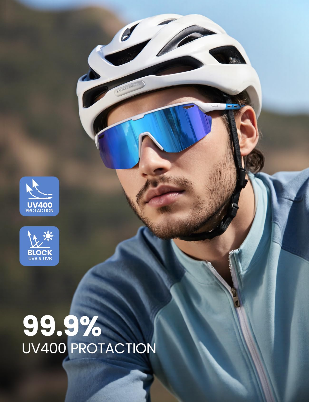 Lamicall Polarized Sports Sunglasses Men Women, [24g Ultralight] Adjustable Nose Pad Sports Goggles for Bike Hiking Running