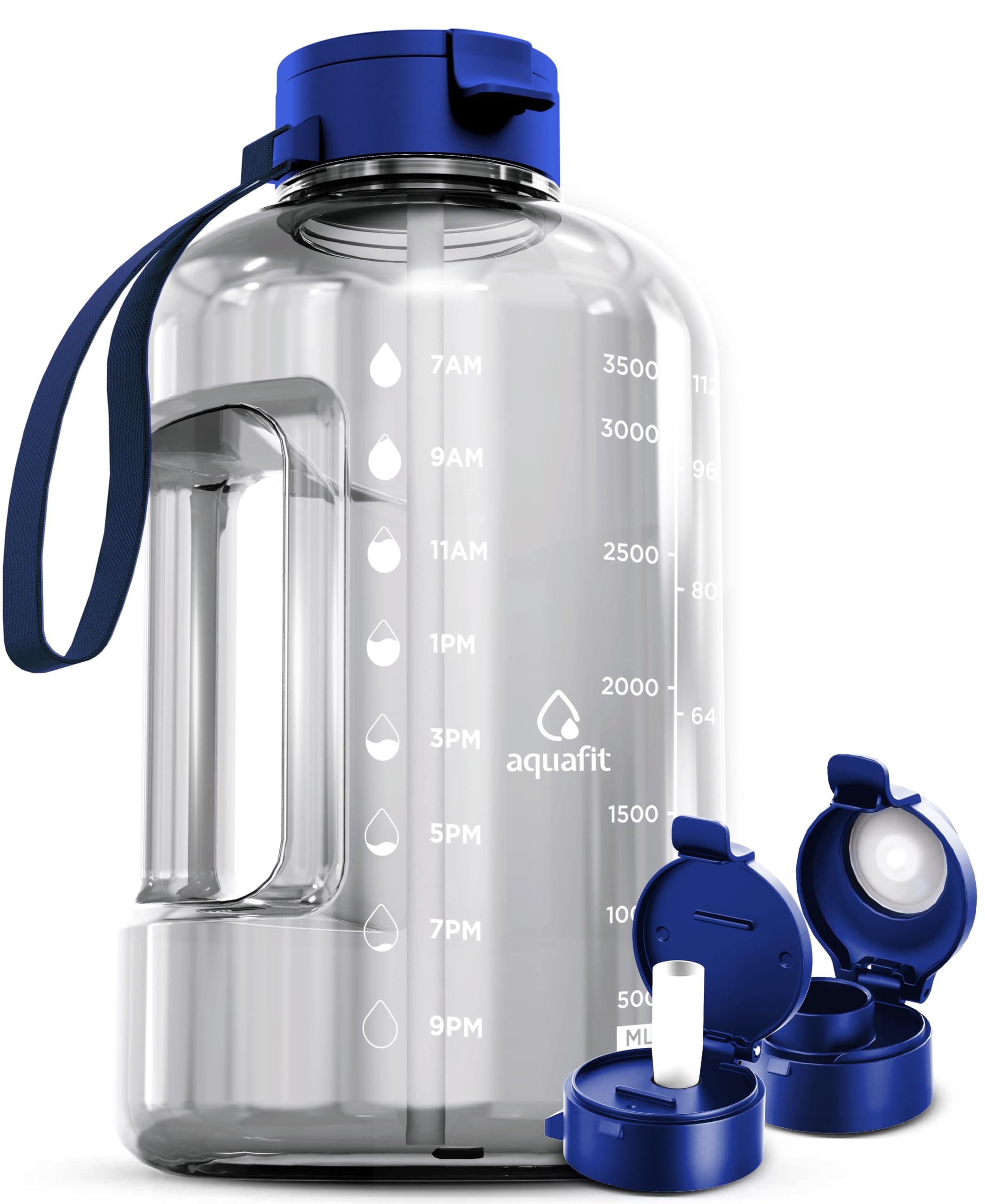 AQUAFIT 1 Gallon Water Bottle with Straw - 4l Water Bottle Time Marker - Motivational Gym Water Bottles 4l - 4 litre Water Bottles 1 Gallon 128 oz - Big Water Jug Large Water Bottle Gray