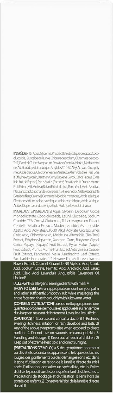 Étiquette texte sur le côté d’une boîte d’Alba Balancing Vegan Cleanser.