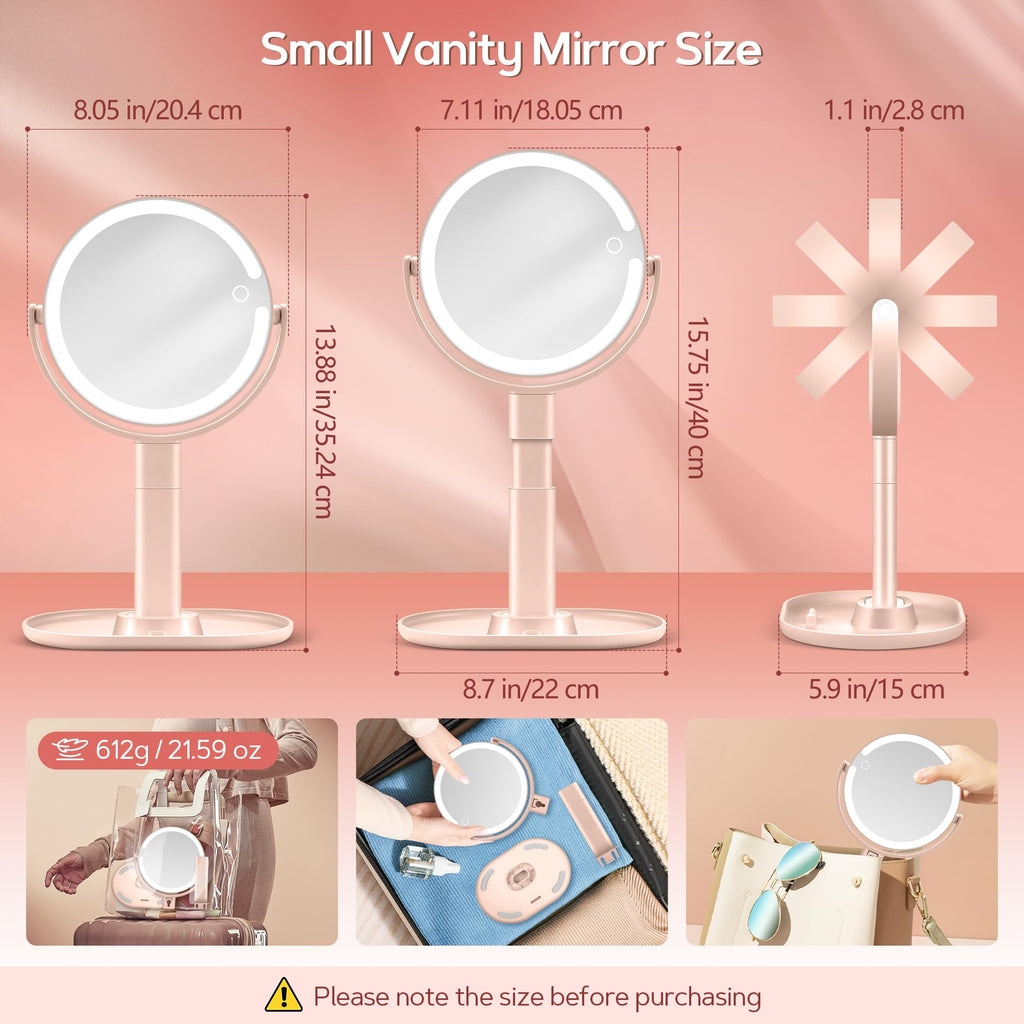 Ensemble de miroirs de maquillage lumineux sur pied, tailles différentes