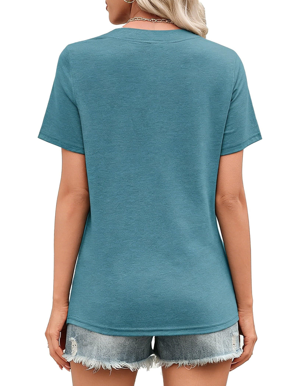 isermeo Womens Tops Short Sleeve V Neck Tee Shirts Cute Dressy Casual Summer Clothing Business Work Blouse S-XXL