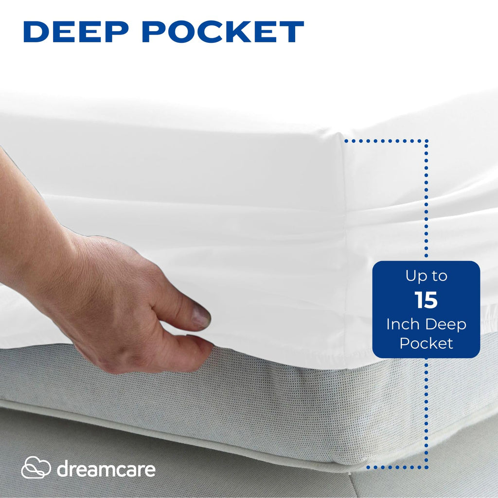 DREAMCARE Bedding Sets Queen - 4 Piece Queen Bed Sheets - Deep Pocket up to 15 in - Draps Lit Queen - Luxury Hotel Sheets & Pillowcases Set - Shrink & Fade Resistant (Queen, Black)