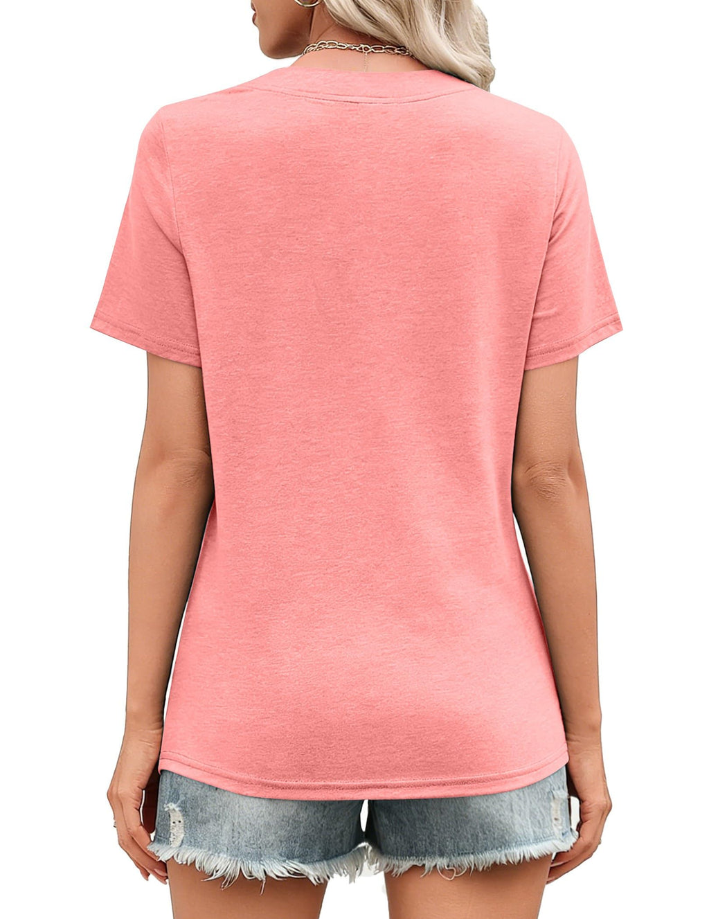 isermeo Womens Tops Short Sleeve V Neck Tee Shirts Cute Dressy Casual Summer Clothing Business Work Blouse S-XXL