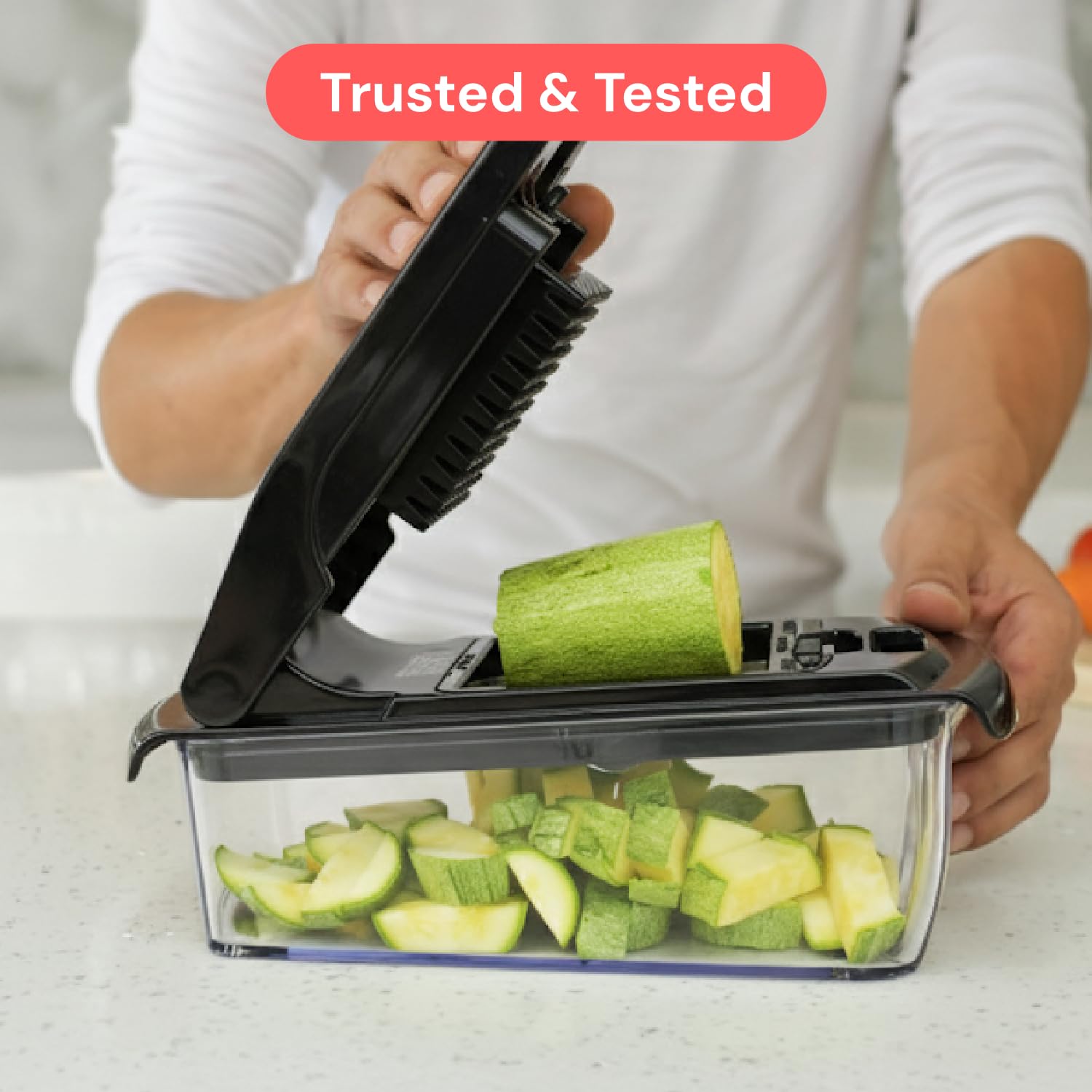 Fullstar Vegetable Chopper & Cutter - Slicer Dicer Spiralizer with Container for Food Veggie Onion Cucumber Tomato Salad Potato French Fry - Kitchen Essentials & Gadgets (PRO 4-in-1, White)